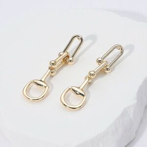 Horsebit Industrial Chain Drop Earrings